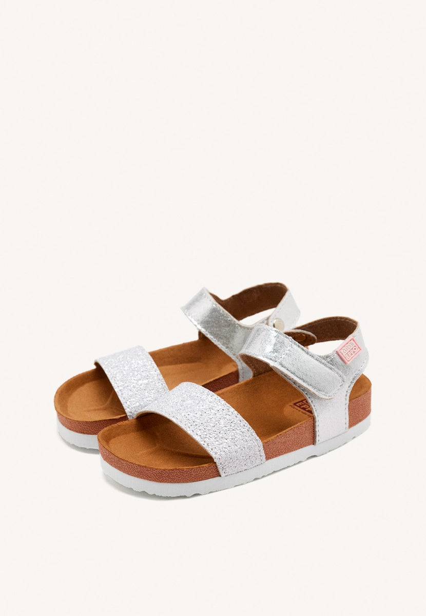Silver flip flops with waterproof bio sole for girls MOERS