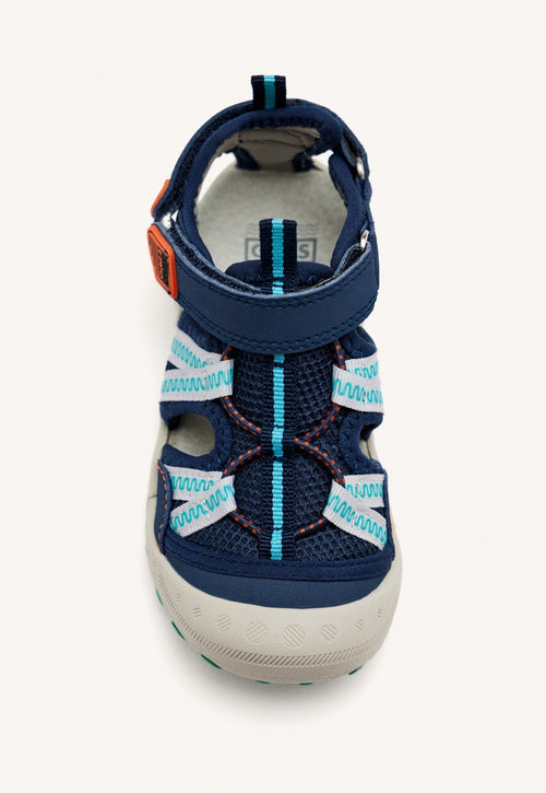 Chanclas deportivas azul marino con detalles naranjas para niño DEINZE