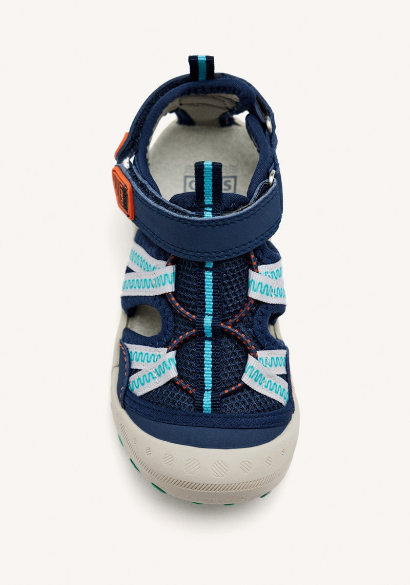 Chanclas deportivas azul marino con detalles naranjas para niño DEINZE