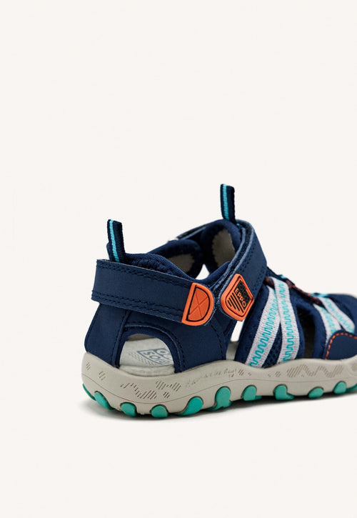 Chanclas deportivas azul marino con detalles naranjas para niño DEINZE