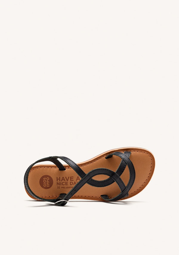 Vareza girls metallic black leather sandals