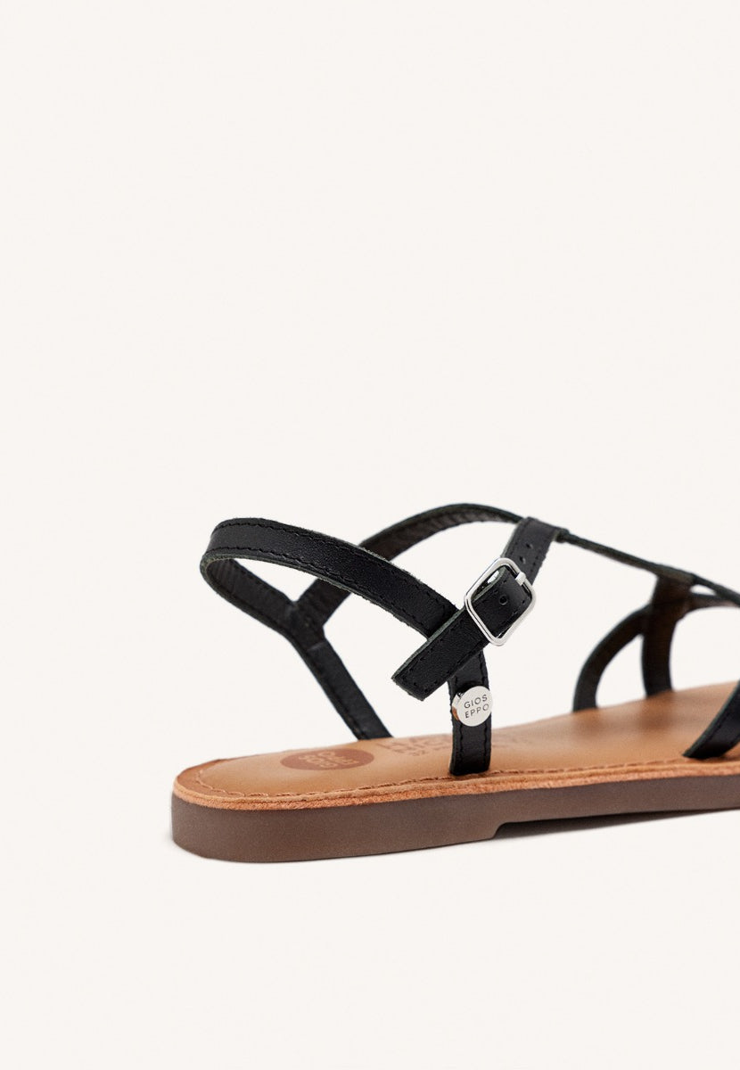 Vareza girls metallic black leather sandals