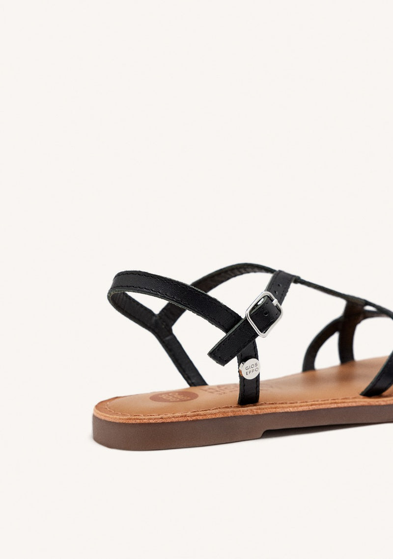 Vareza girls metallic black leather sandals