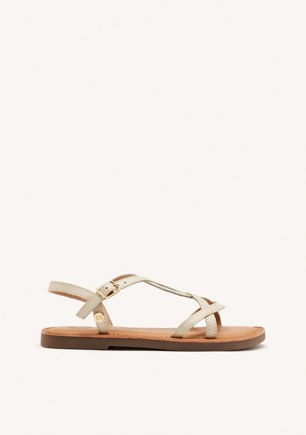 Vareza girls metallic off white leather sandals