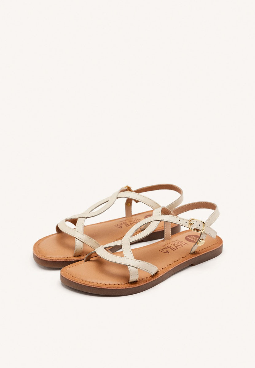 Vareza girls metallic off white leather sandals