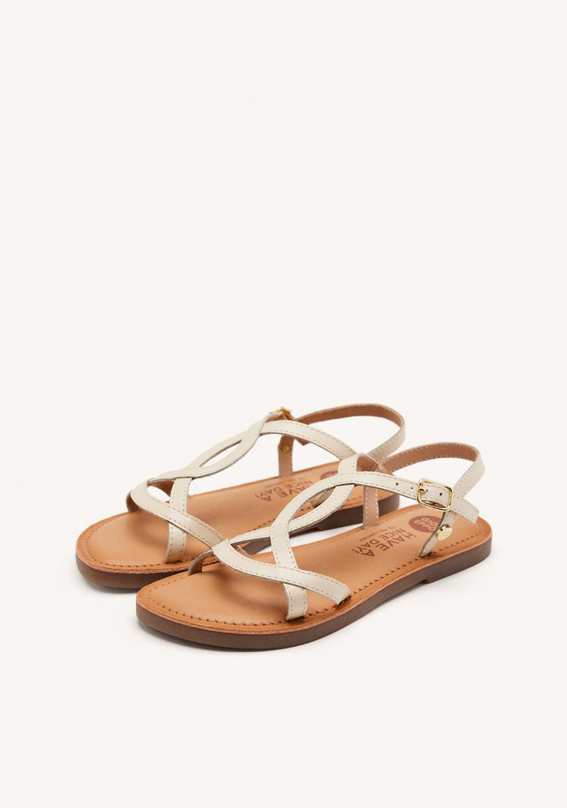 Vareza girls metallic off white leather sandals