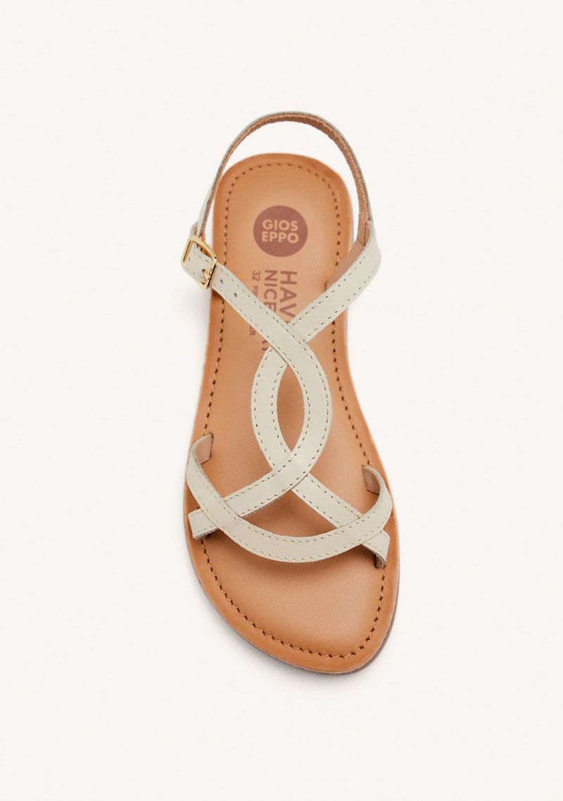 Vareza girls metallic off white leather sandals