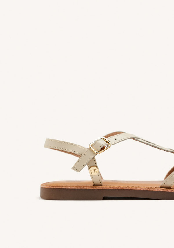 Vareza girls metallic off white leather sandals