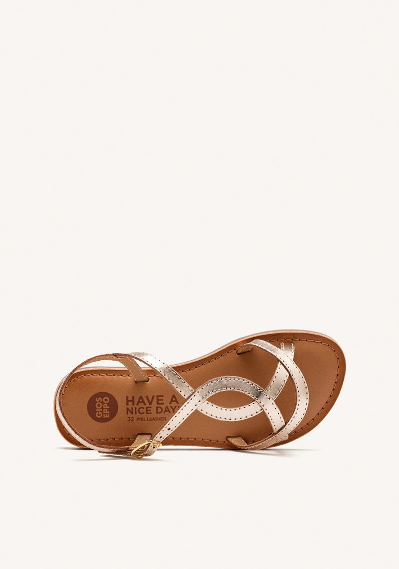 Vareza girls metalliclatinum leather sandals