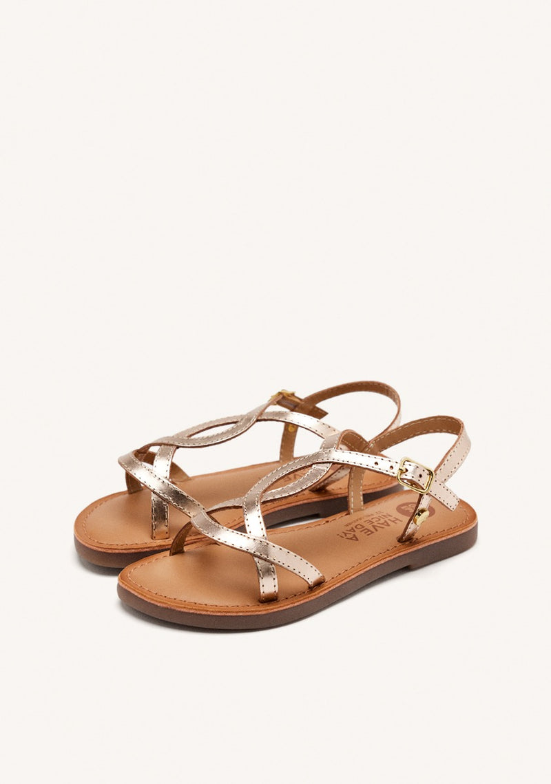 Vareza girls metalliclatinum leather sandals