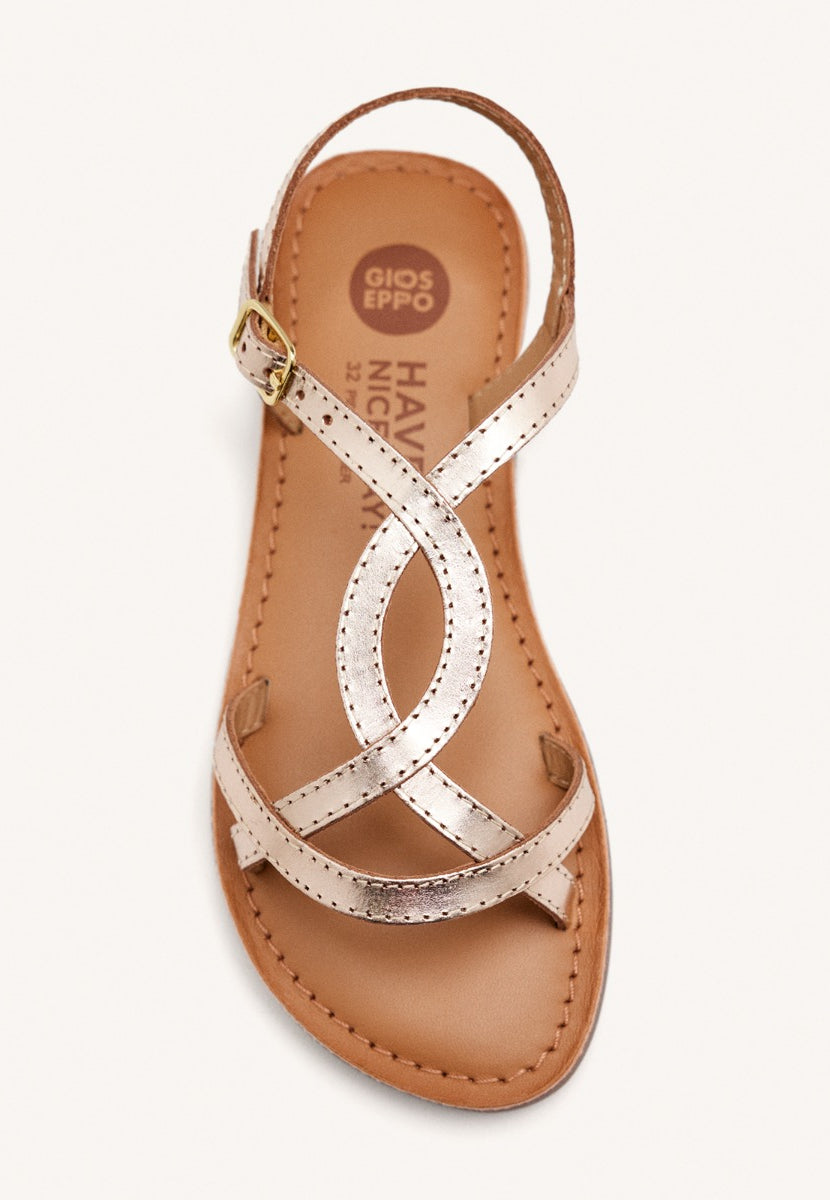 Vareza girls metalliclatinum leather sandals