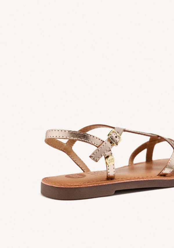 Vareza girls metalliclatinum leather sandals