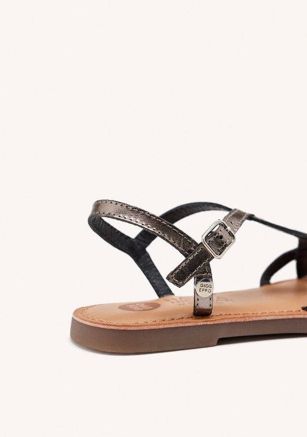 Vareza girls metallic dark silver leather sandals