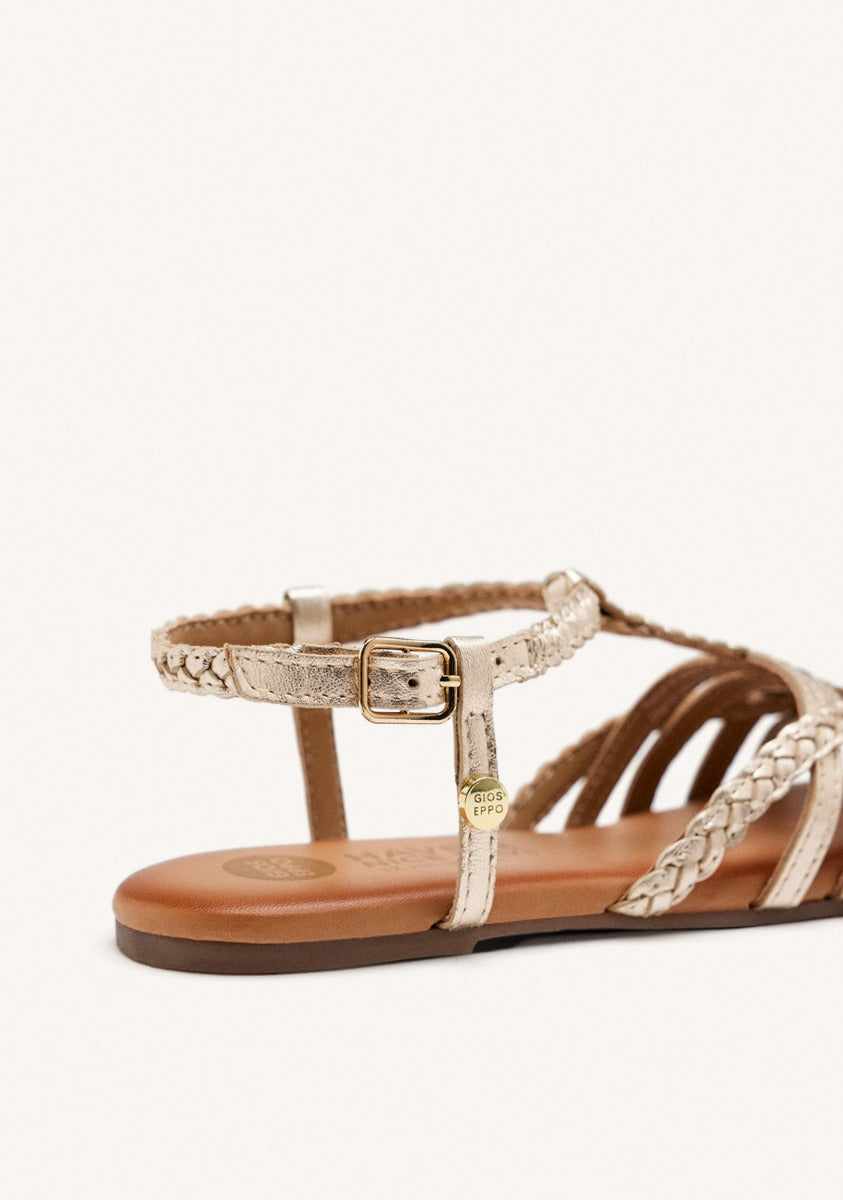 Tanlay girls gold leather multi strap sandals