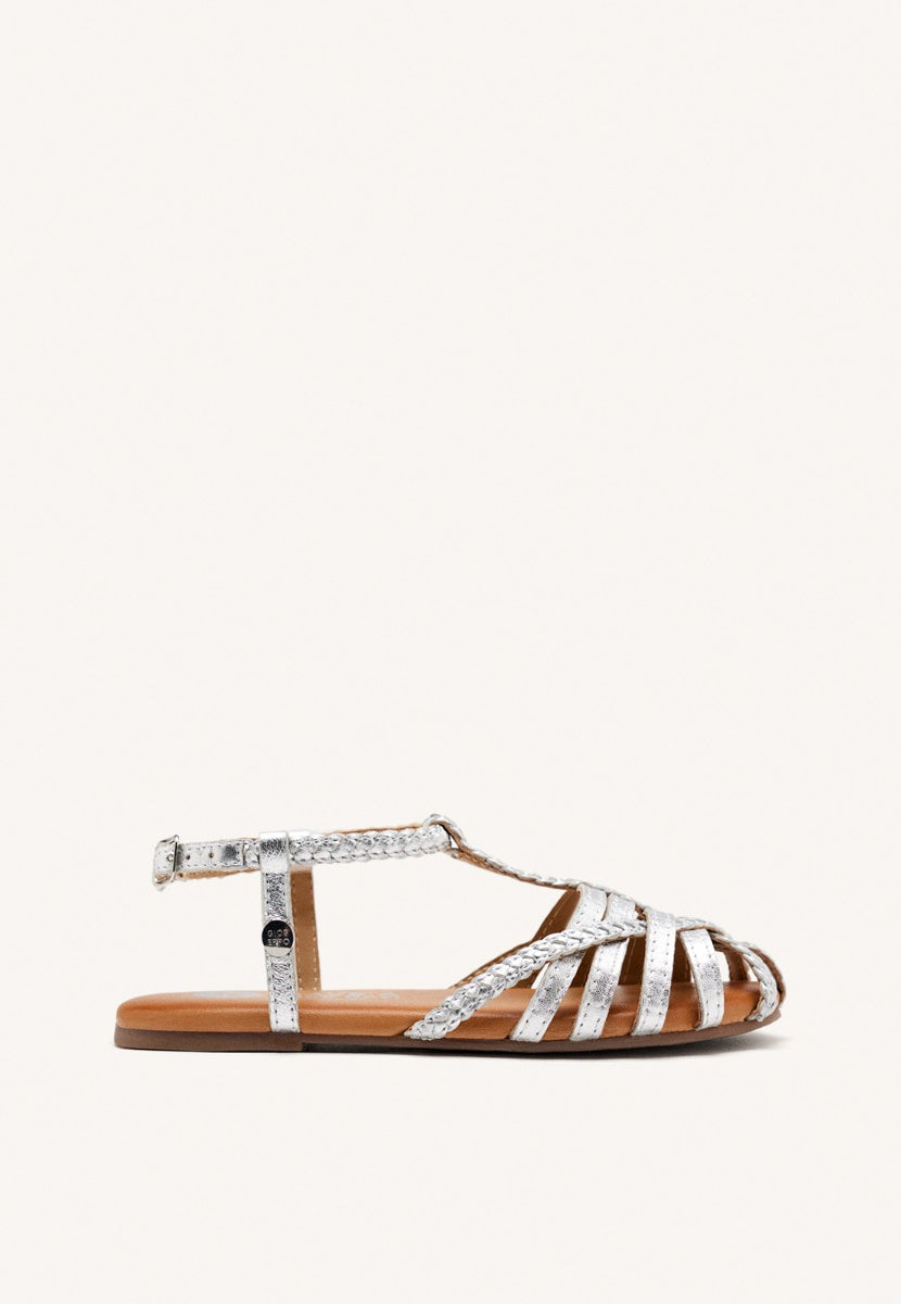 Tanlay girls silver leather multi strap sandals