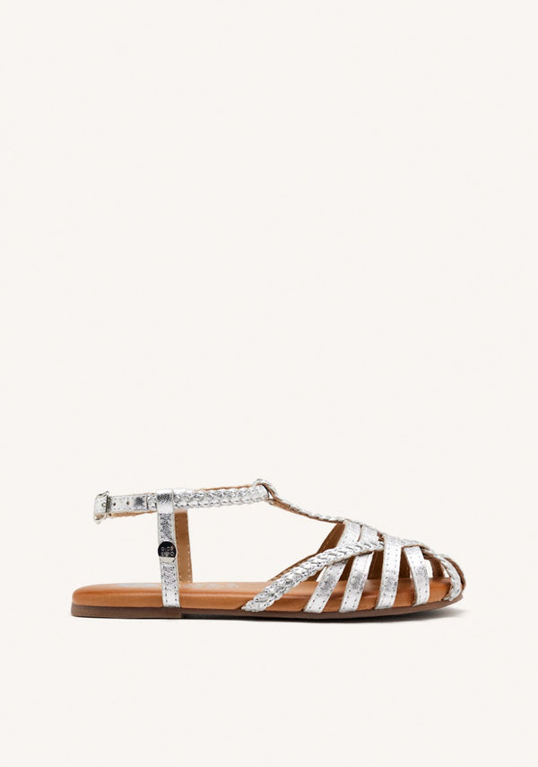 Tanlay girls silver leather multi strap sandals