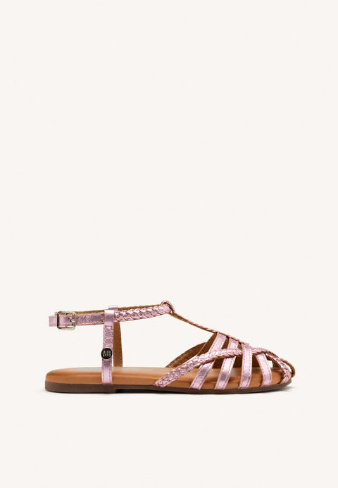 TANLAY GIRLSINK LEATHER MULTI STRAP SANDALS