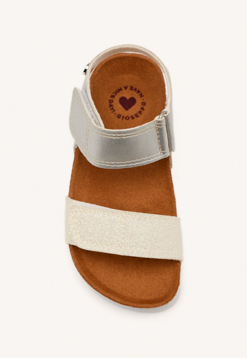 WHITE AND SILVER BIO SOLE FLIP-FLOPS WITH GLITTER FOR GIRL AND BOY ANGWING