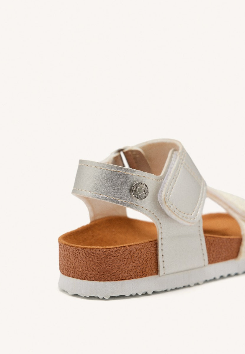 WHITE AND SILVER BIO SOLE FLIP-FLOPS WITH GLITTER FOR GIRL AND BOY ANGWING