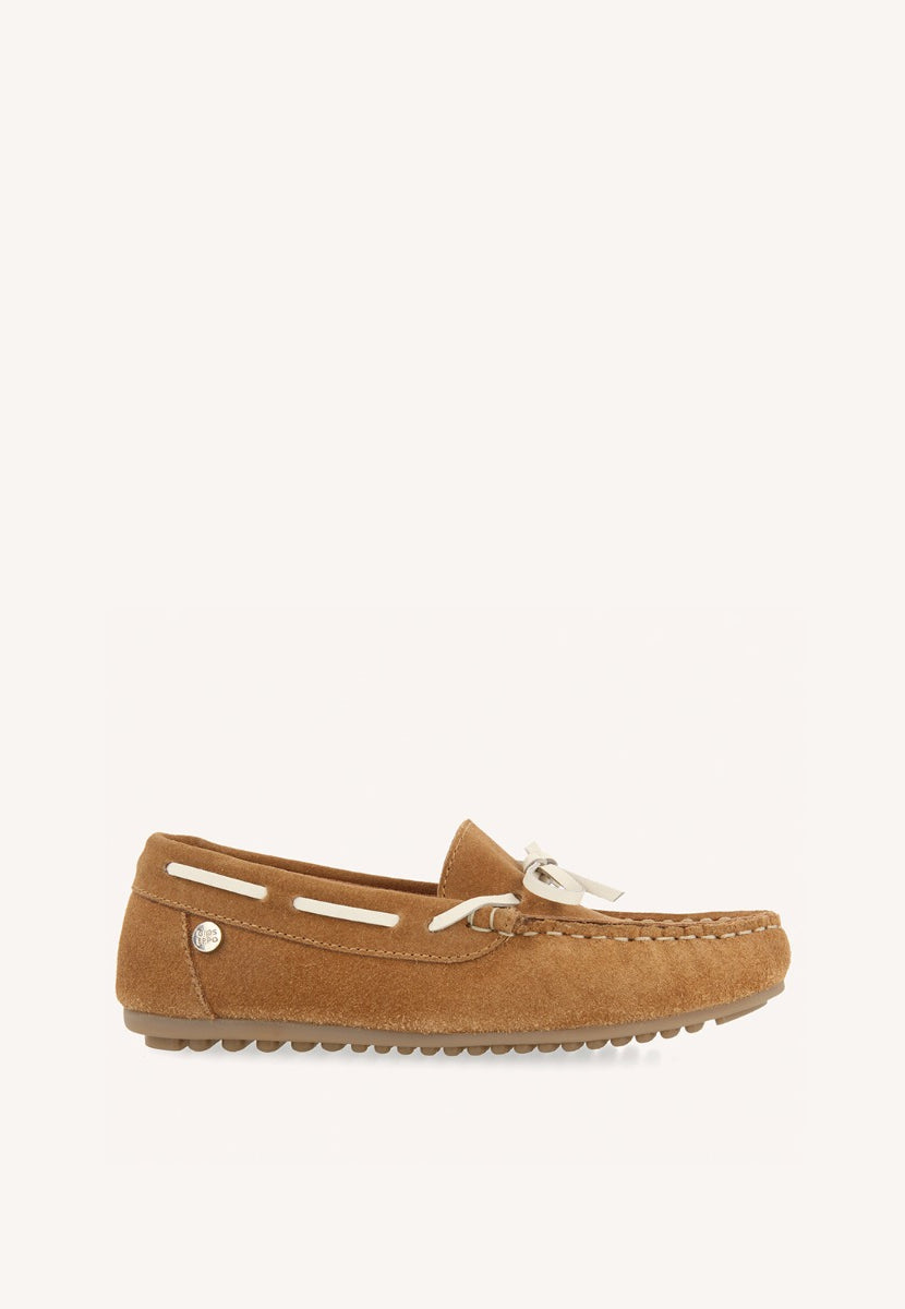 SAND COLORED NAUTICAL STYLE LEATHER MOCCASIN FOR BOYS AND GIRLS ASBURY