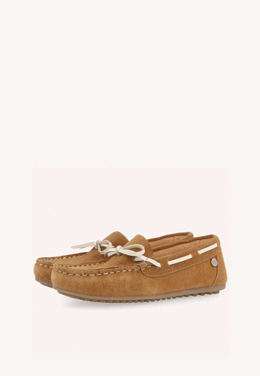 SAND COLORED NAUTICAL STYLE LEATHER MOCCASIN FOR BOYS AND GIRLS ASBURY