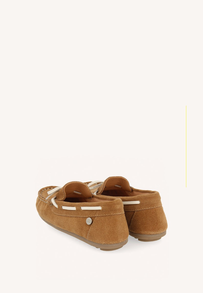 SAND COLORED NAUTICAL STYLE LEATHER MOCCASIN FOR BOYS AND GIRLS ASBURY