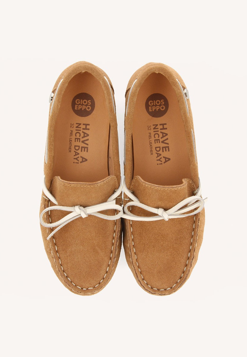 SAND COLORED NAUTICAL STYLE LEATHER MOCCASIN FOR BOYS AND GIRLS ASBURY