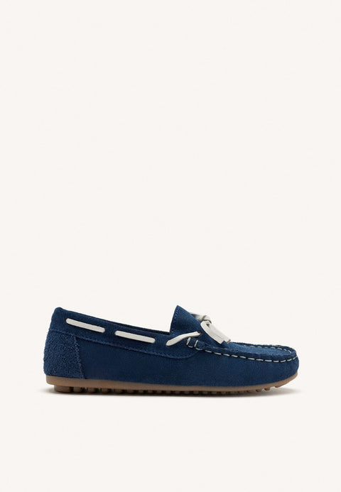 NAVY BLUE LEATHER NAUTICAL STYLE MOCCASIN FOR BOYS AND GIRLS ASBURY