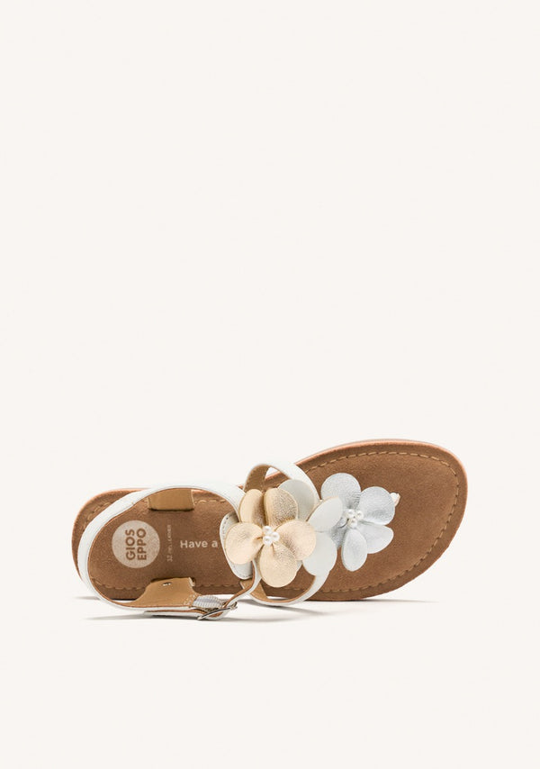 LEATHER FLOWER SANDALS BARNET