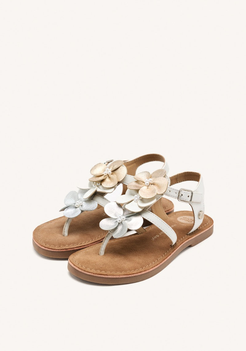 LEATHER FLOWER SANDALS BARNET