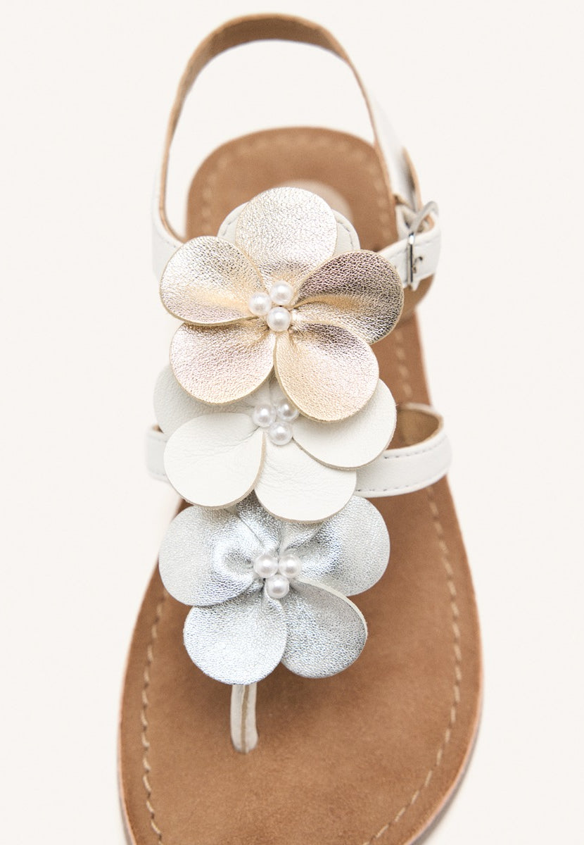 LEATHER FLOWER SANDALS BARNET