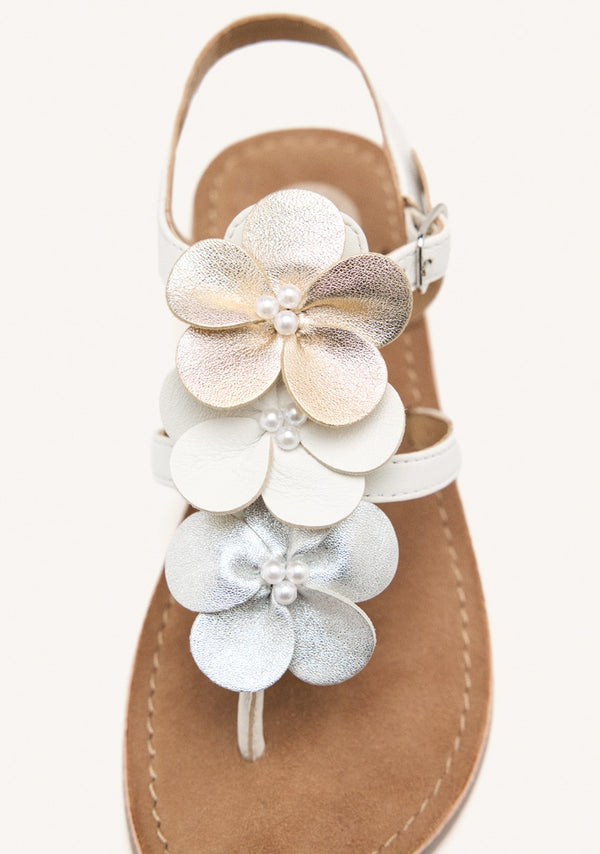 LEATHER FLOWER SANDALS BARNET