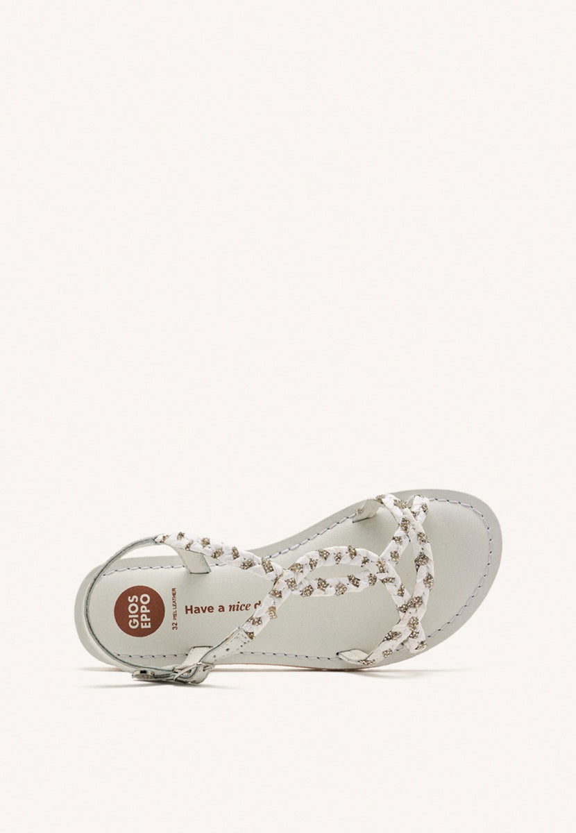 LEATHER, RAFFIA AND GLITTER SANDALS WENHAM