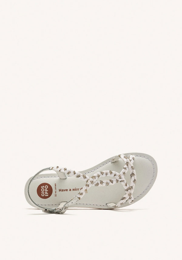 LEATHER, RAFFIA AND GLITTER SANDALS WENHAM
