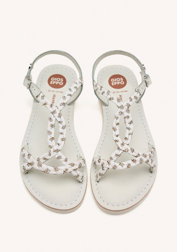 LEATHER, RAFFIA AND GLITTER SANDALS WENHAM