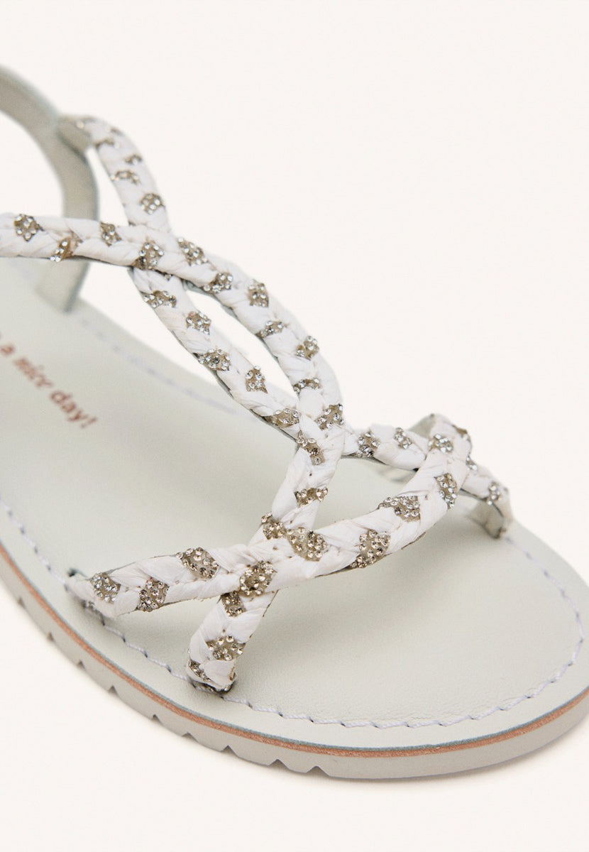 LEATHER, RAFFIA AND GLITTER SANDALS WENHAM