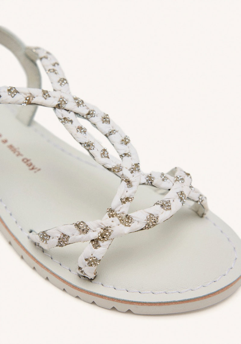 LEATHER, RAFFIA AND GLITTER SANDALS WENHAM