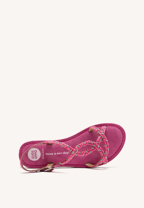 LEATHER, RAFFIA AND GLITTER SANDALS WENHAM
