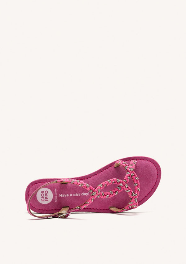 LEATHER, RAFFIA AND GLITTER SANDALS WENHAM