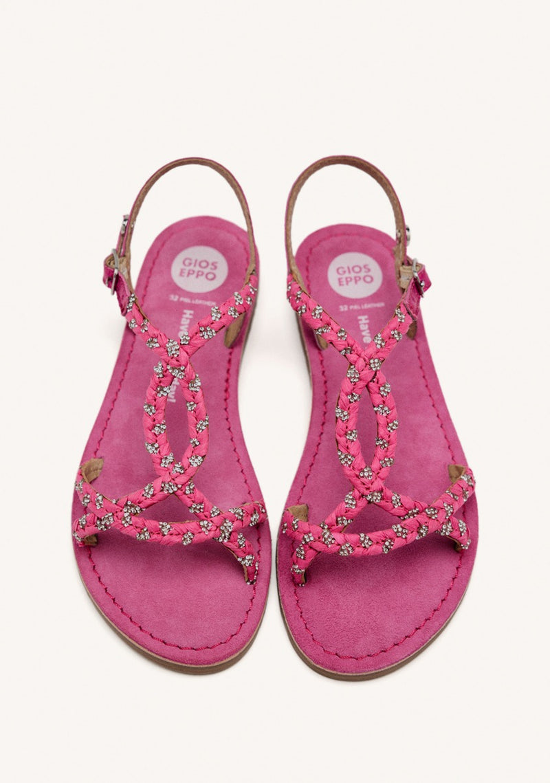 LEATHER, RAFFIA AND GLITTER SANDALS WENHAM