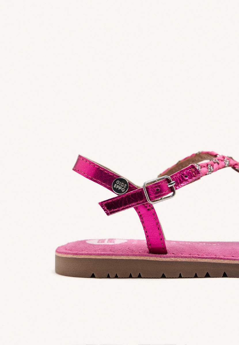 LEATHER, RAFFIA AND GLITTER SANDALS WENHAM