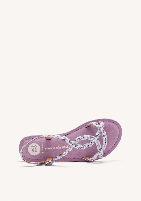 LEATHER, RAFFIA AND GLITTER SANDALS WENHAM