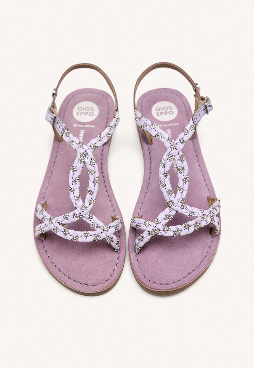 LEATHER, RAFFIA AND GLITTER SANDALS WENHAM