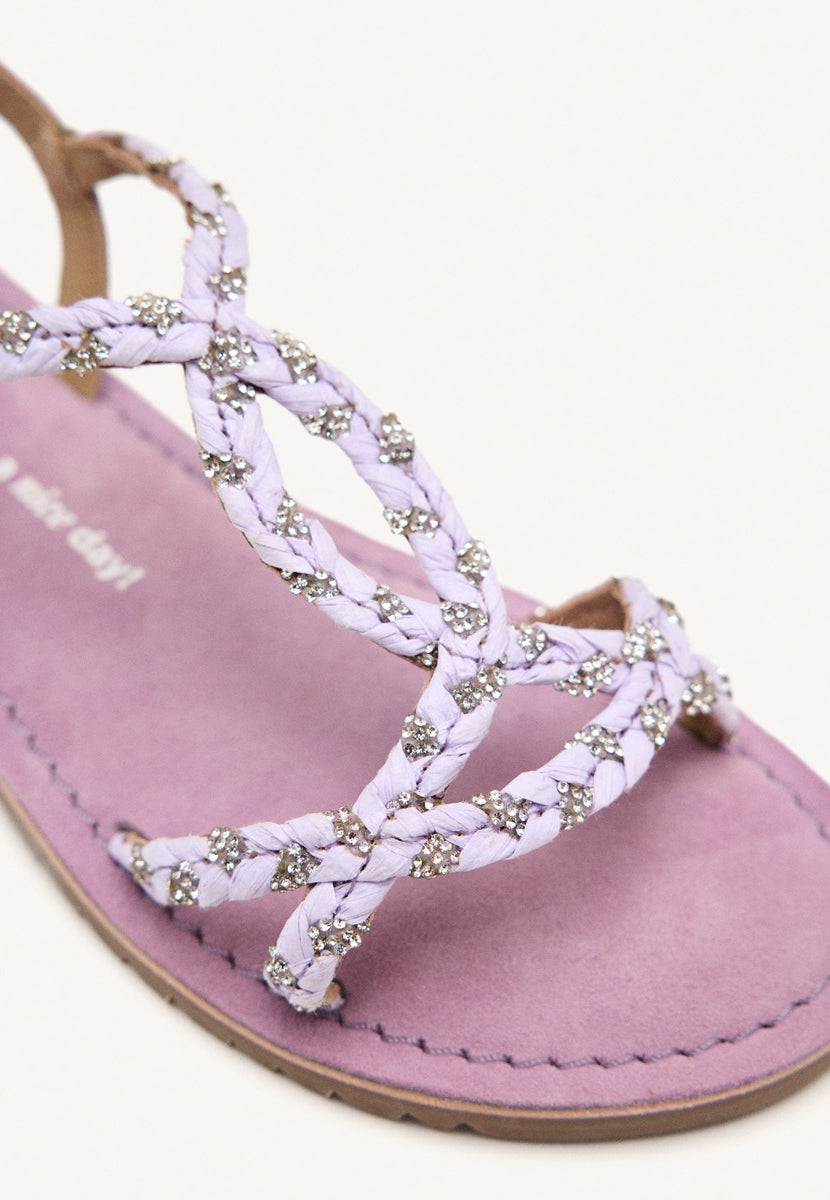 LEATHER, RAFFIA AND GLITTER SANDALS WENHAM