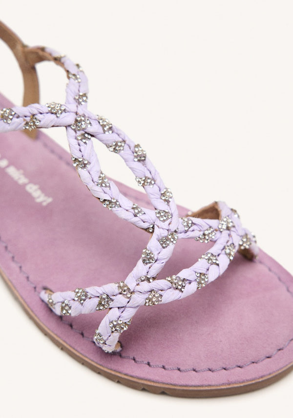 LEATHER, RAFFIA AND GLITTER SANDALS WENHAM