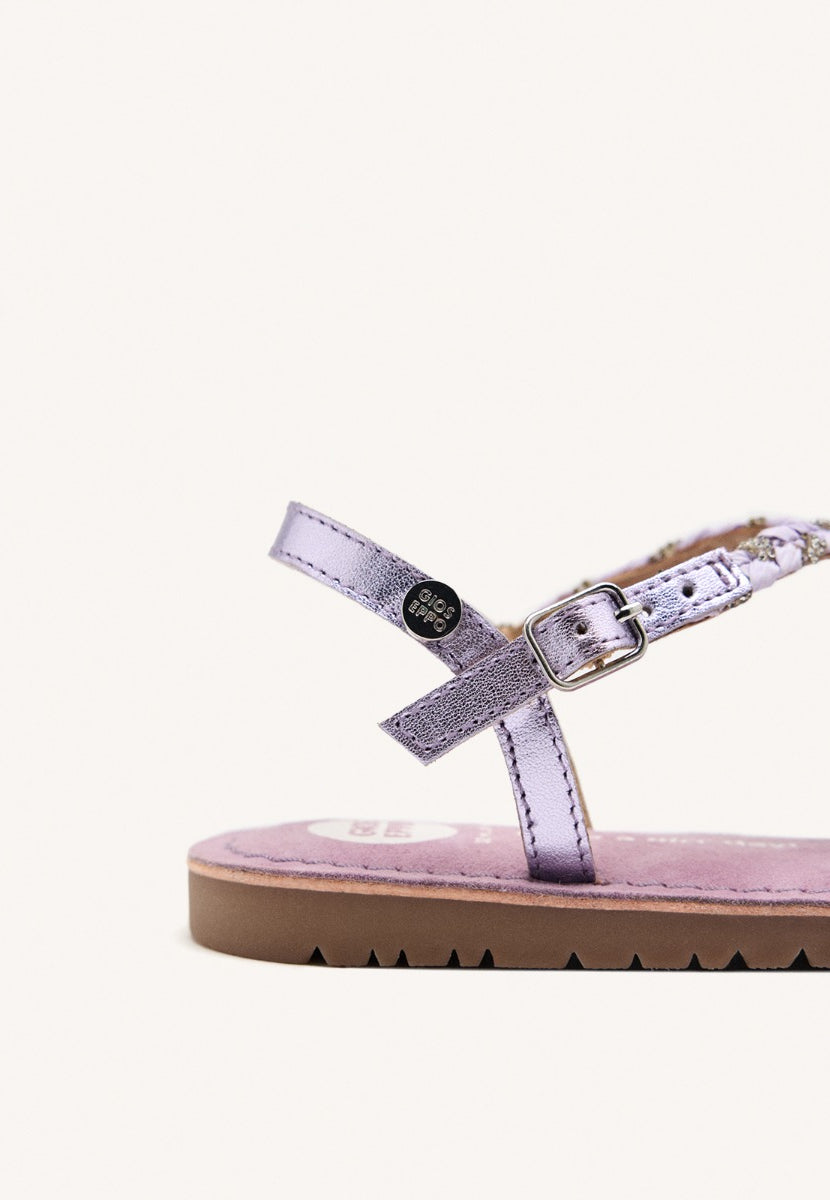 LEATHER, RAFFIA AND GLITTER SANDALS WENHAM