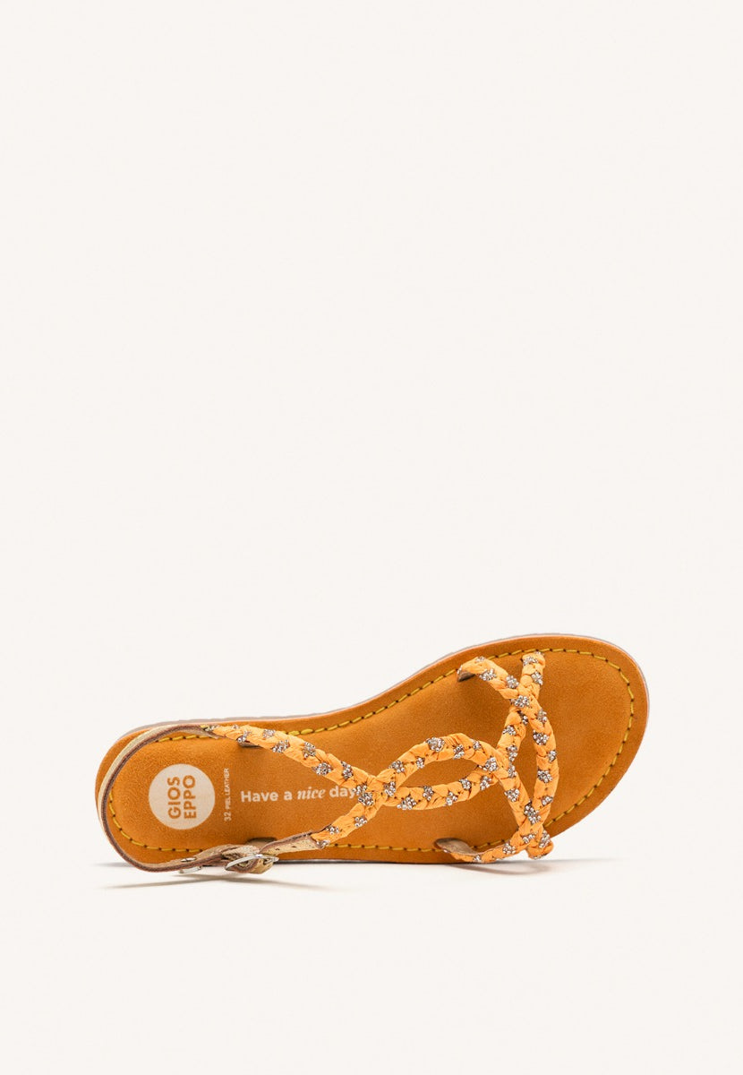 LEATHER, RAFFIA AND GLITTER SANDALS WENHAM