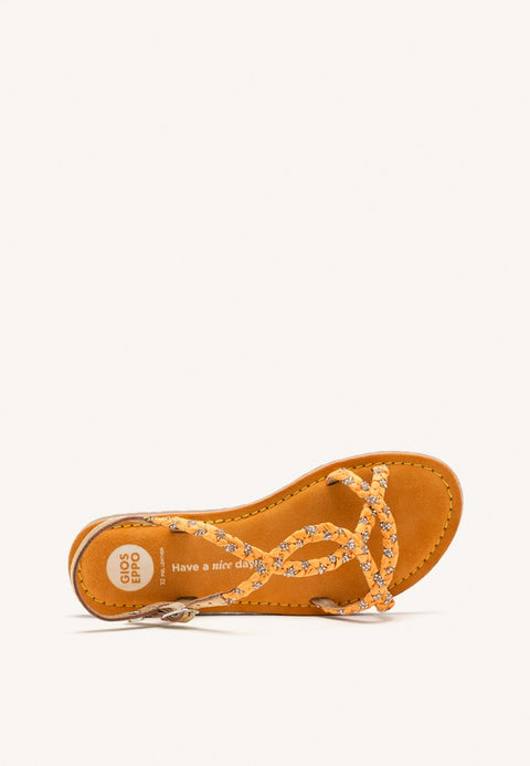 LEATHER, RAFFIA AND GLITTER SANDALS WENHAM