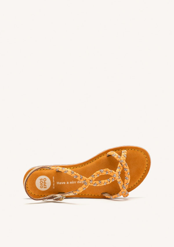 LEATHER, RAFFIA AND GLITTER SANDALS WENHAM