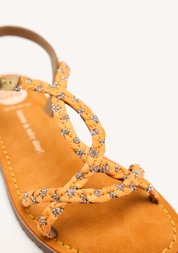 LEATHER, RAFFIA AND GLITTER SANDALS WENHAM